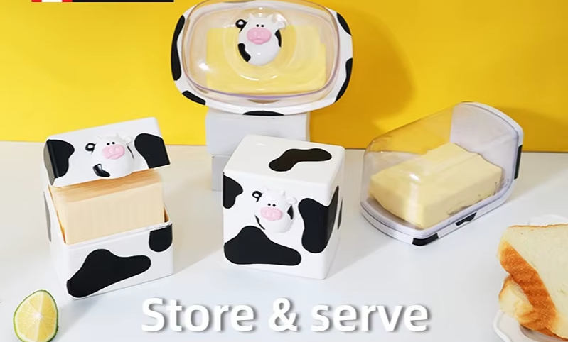Joie MooMoo Butter Dish with Lid – Refrigerator Storage Box