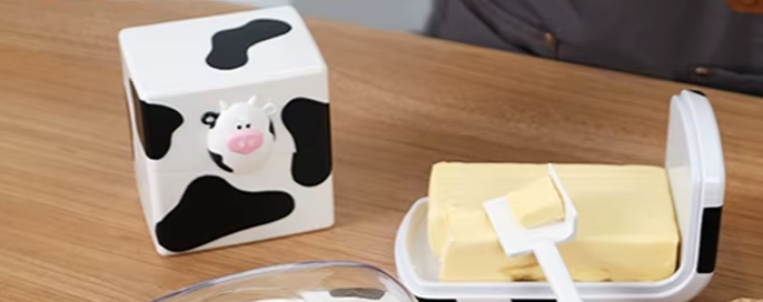 Joie MooMoo Butter Dish with Lid – Refrigerator Storage Box