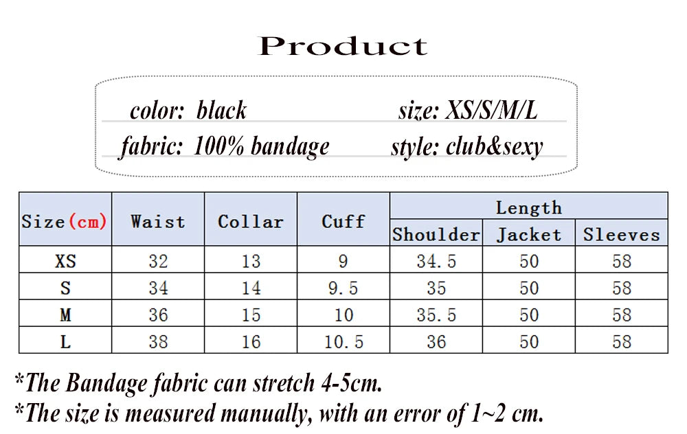 Veste Bandage Noir Élégance