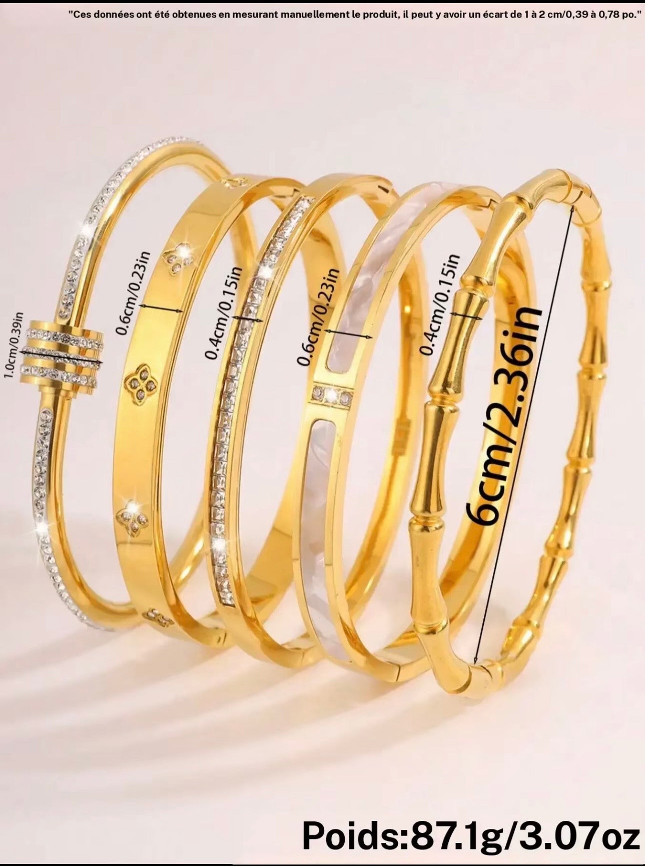 5 pcs Elegant Zirconia Bangle Bracelet