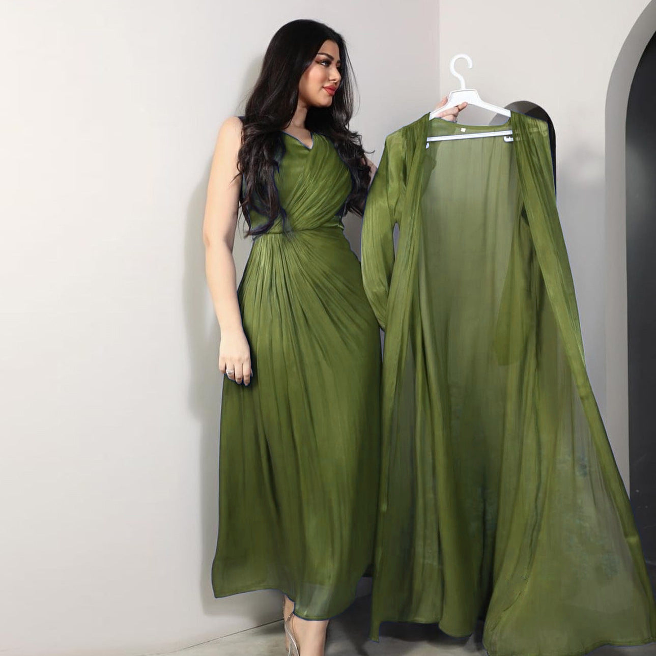Elegant Satin 2-Piece Abaya Set