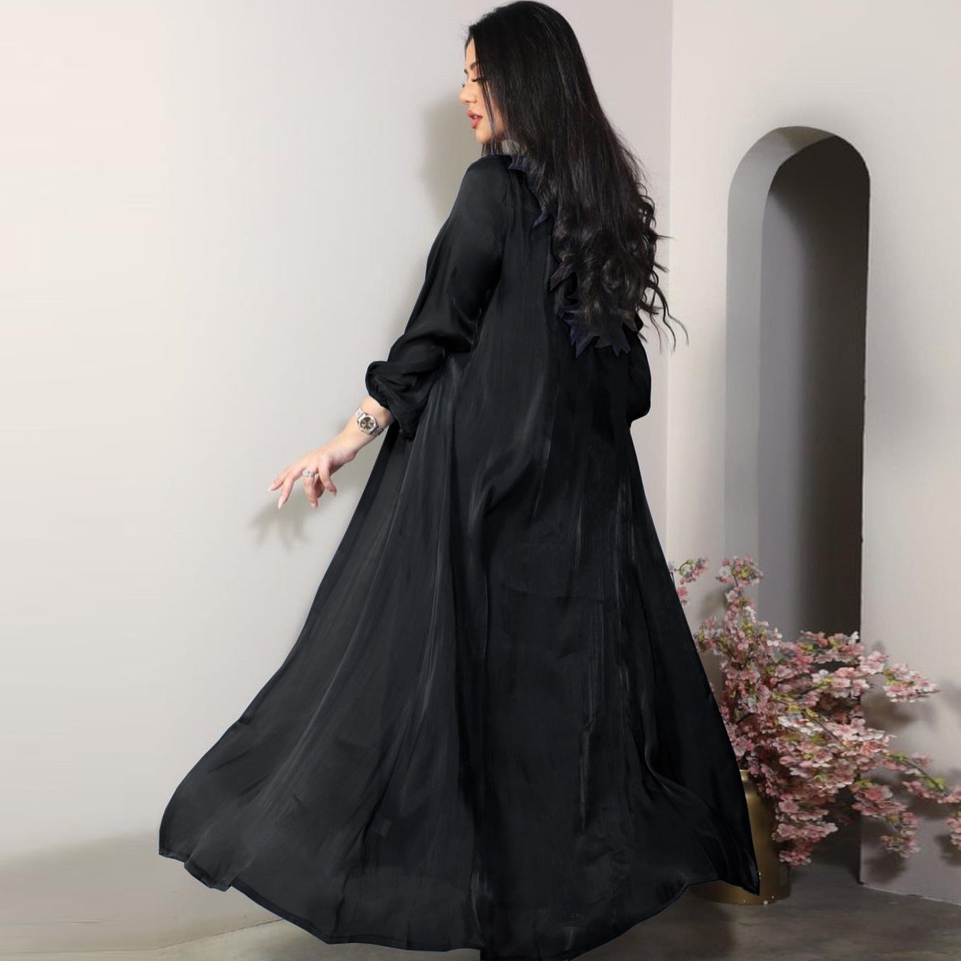 Elegant Satin 2-Piece Abaya Set