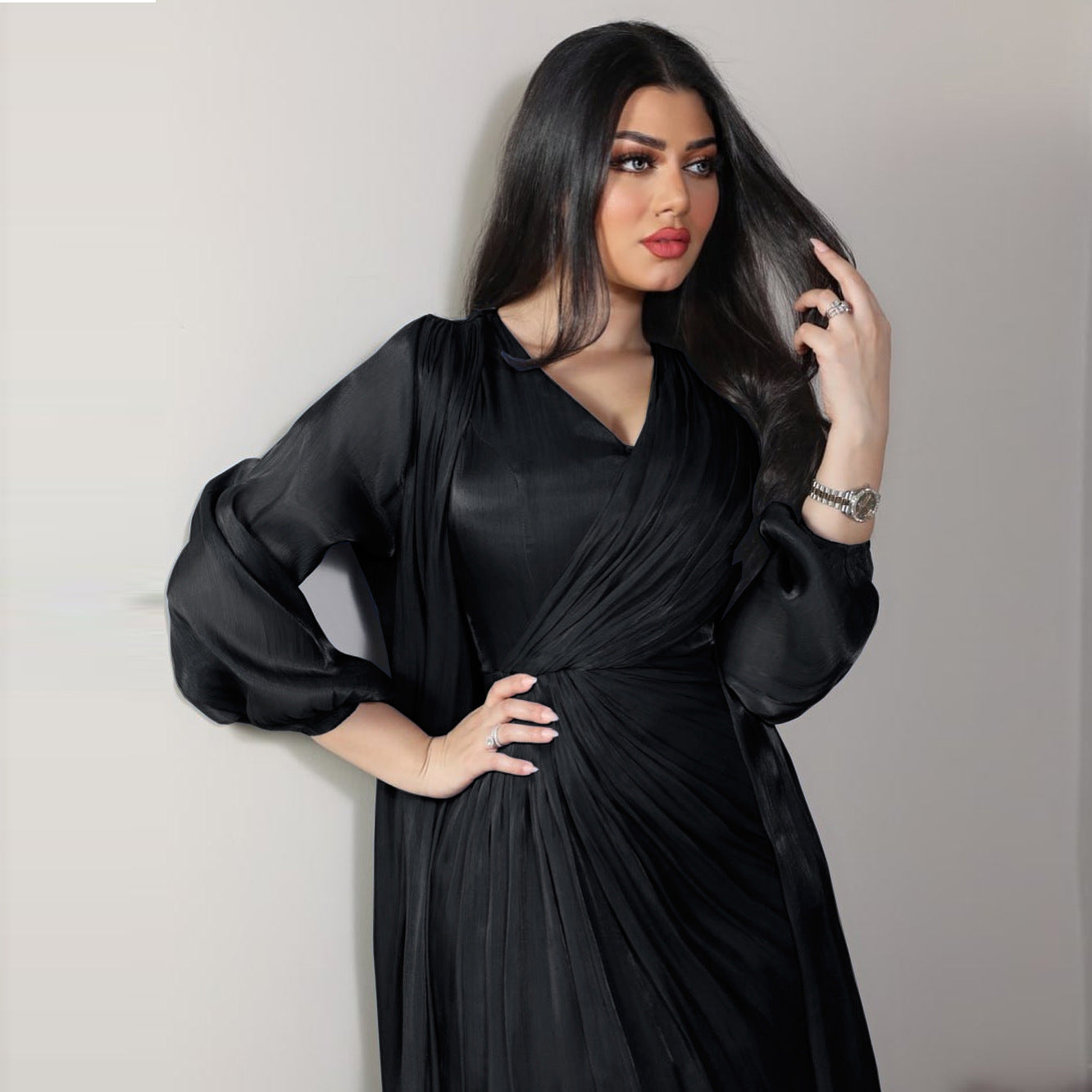 Elegant Satin 2-Piece Abaya Set