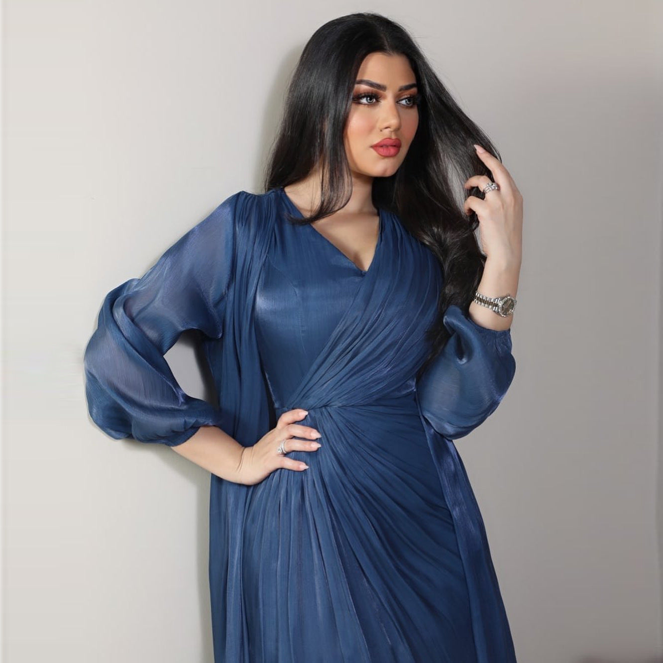 Elegant Satin 2-Piece Abaya Set