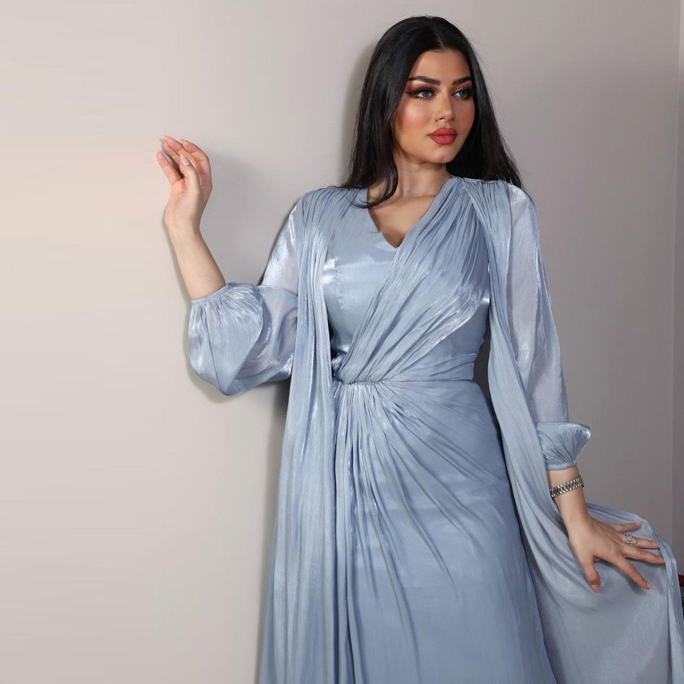Elegant Satin 2-Piece Abaya Set