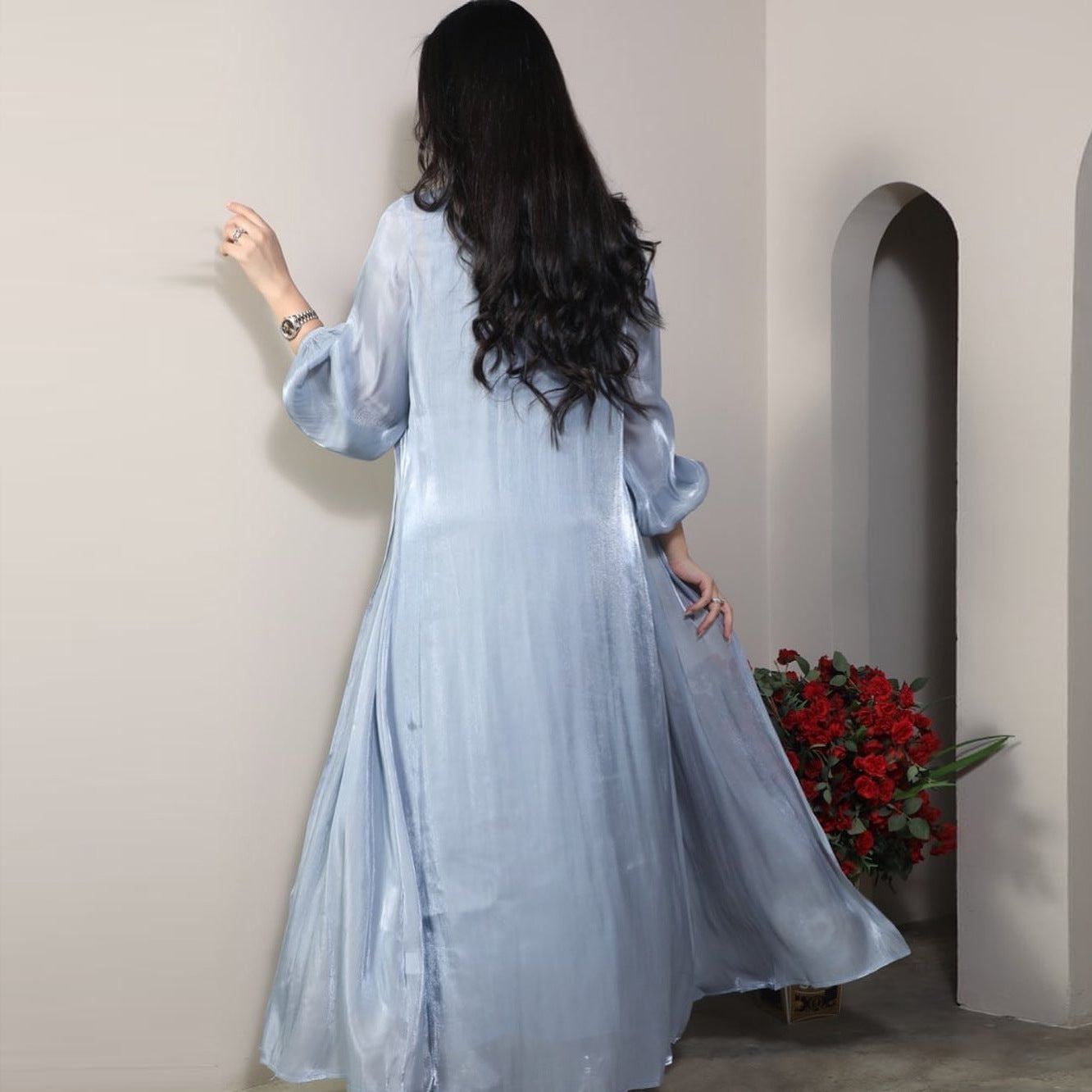 Elegant Satin 2-Piece Abaya Set