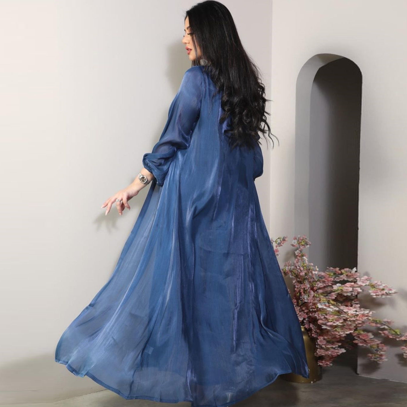 Elegant Satin 2-Piece Abaya Set