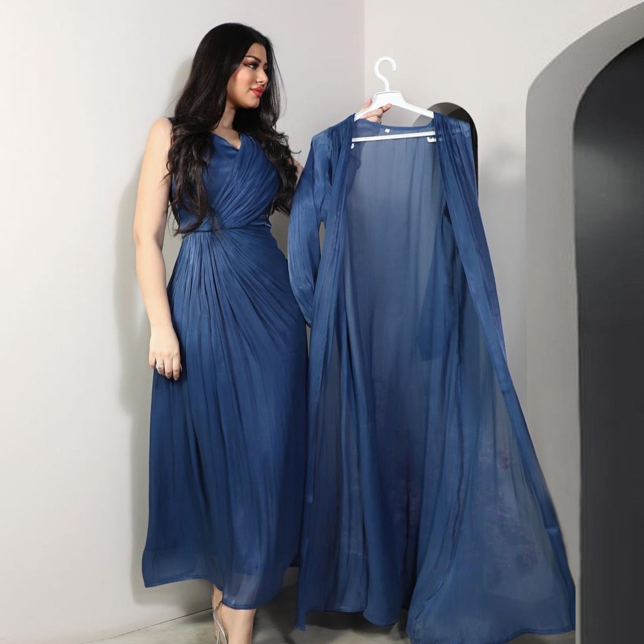 Elegant Satin 2-Piece Abaya Set