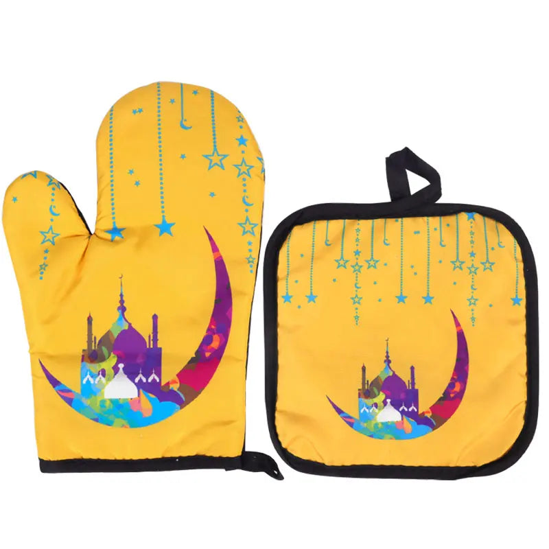 Ramadan Heat-Resistant Oven Gloves & Pot Holder Set