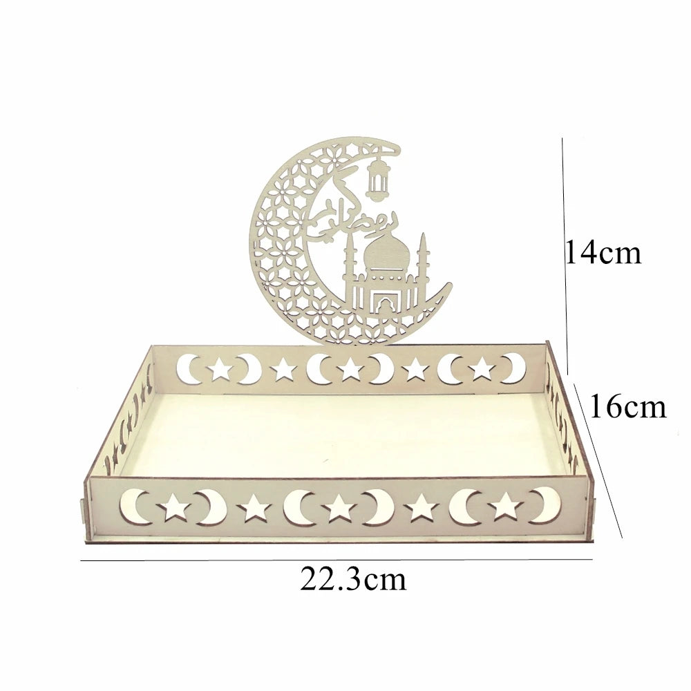 Islamic Wooden Tray for Eid & Ramadan – Moon Star Design