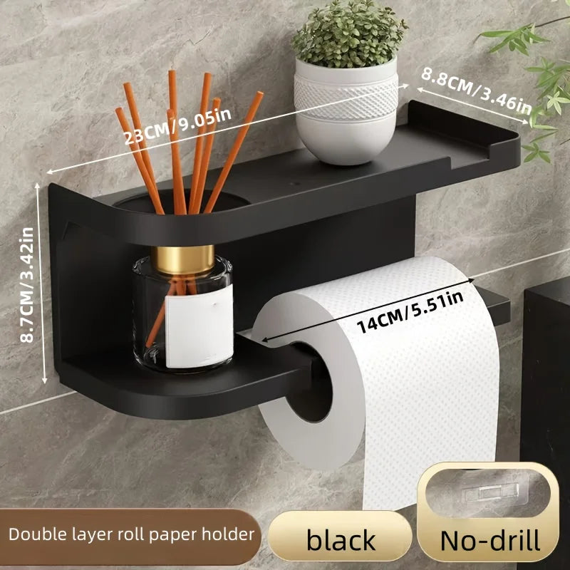 2-in-1 Toilet Paper Holder with Phone Shelf