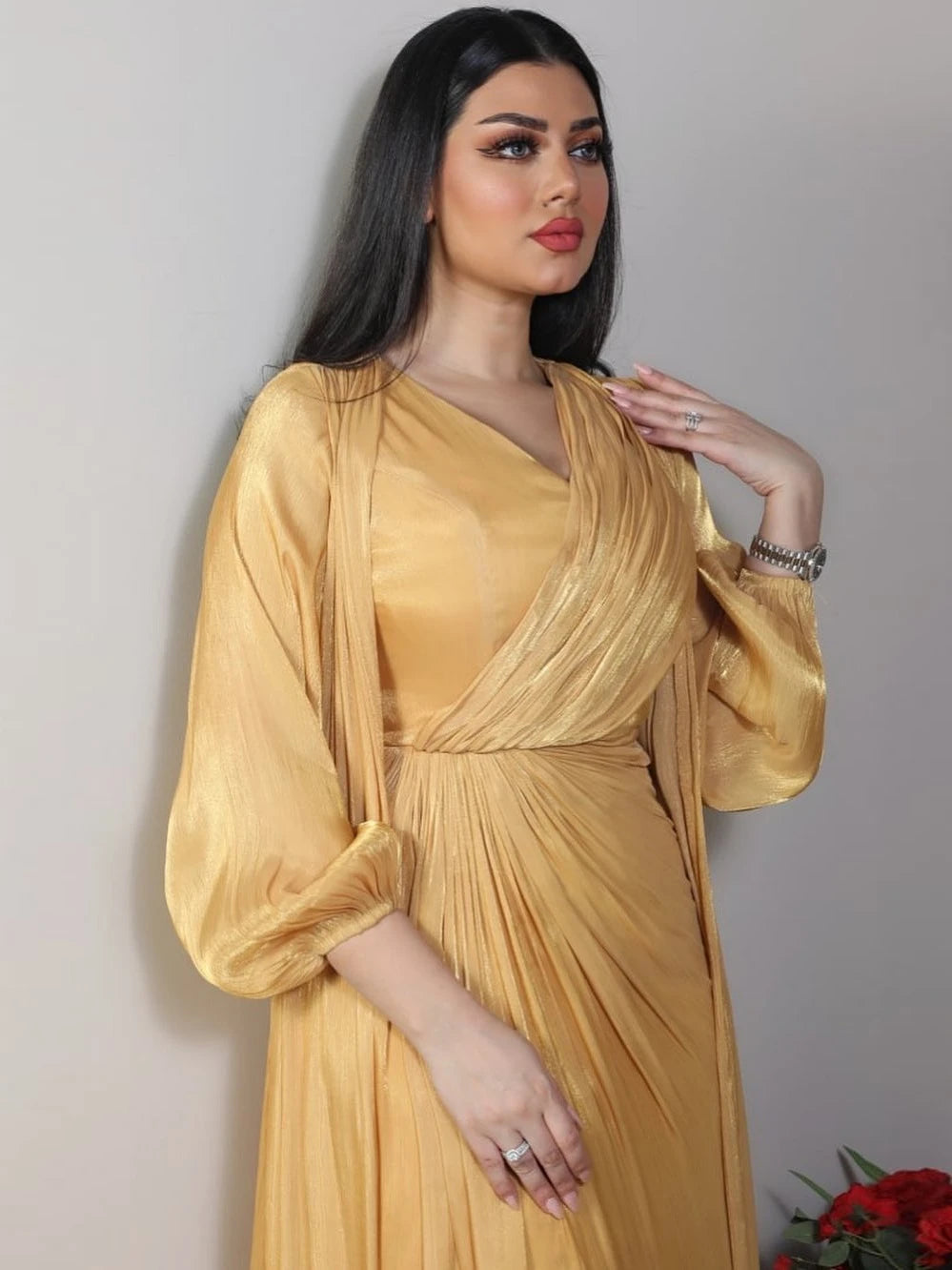 Elegant Satin 2-Piece Abaya Set