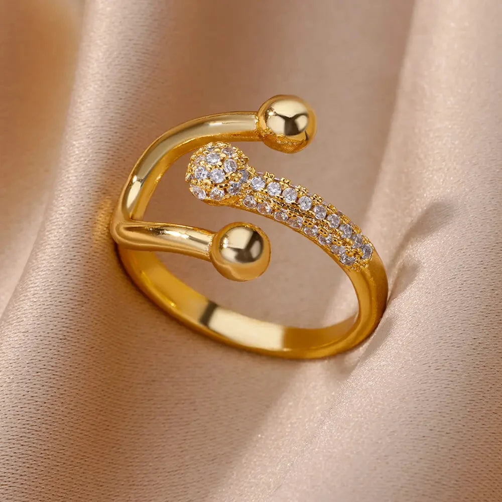 Gold Plated Zircon Crystal Ring