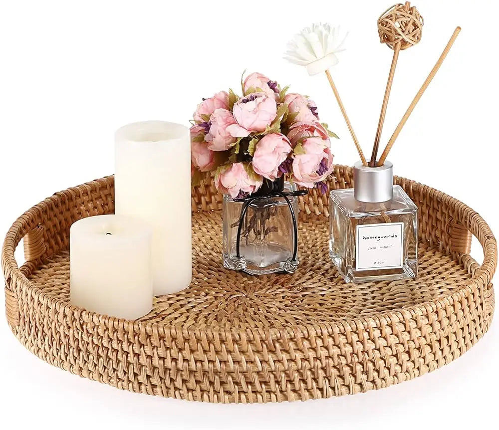 Plateau de Service en Rotin Naturel