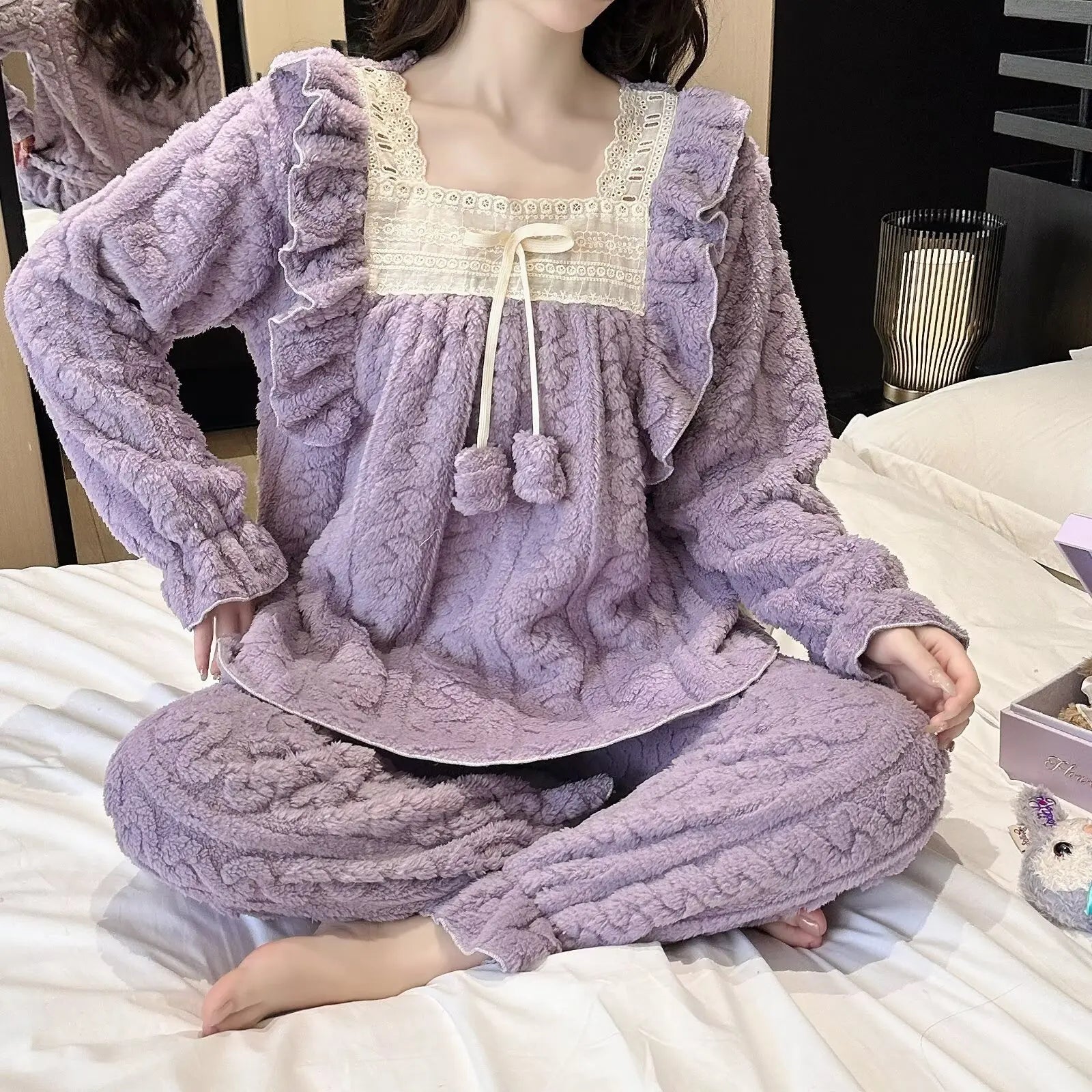 Pyjama Femme Velours Corail Hiver