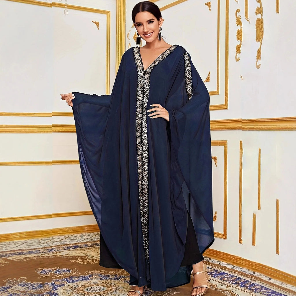 Elegant Embroidered Open Abaya