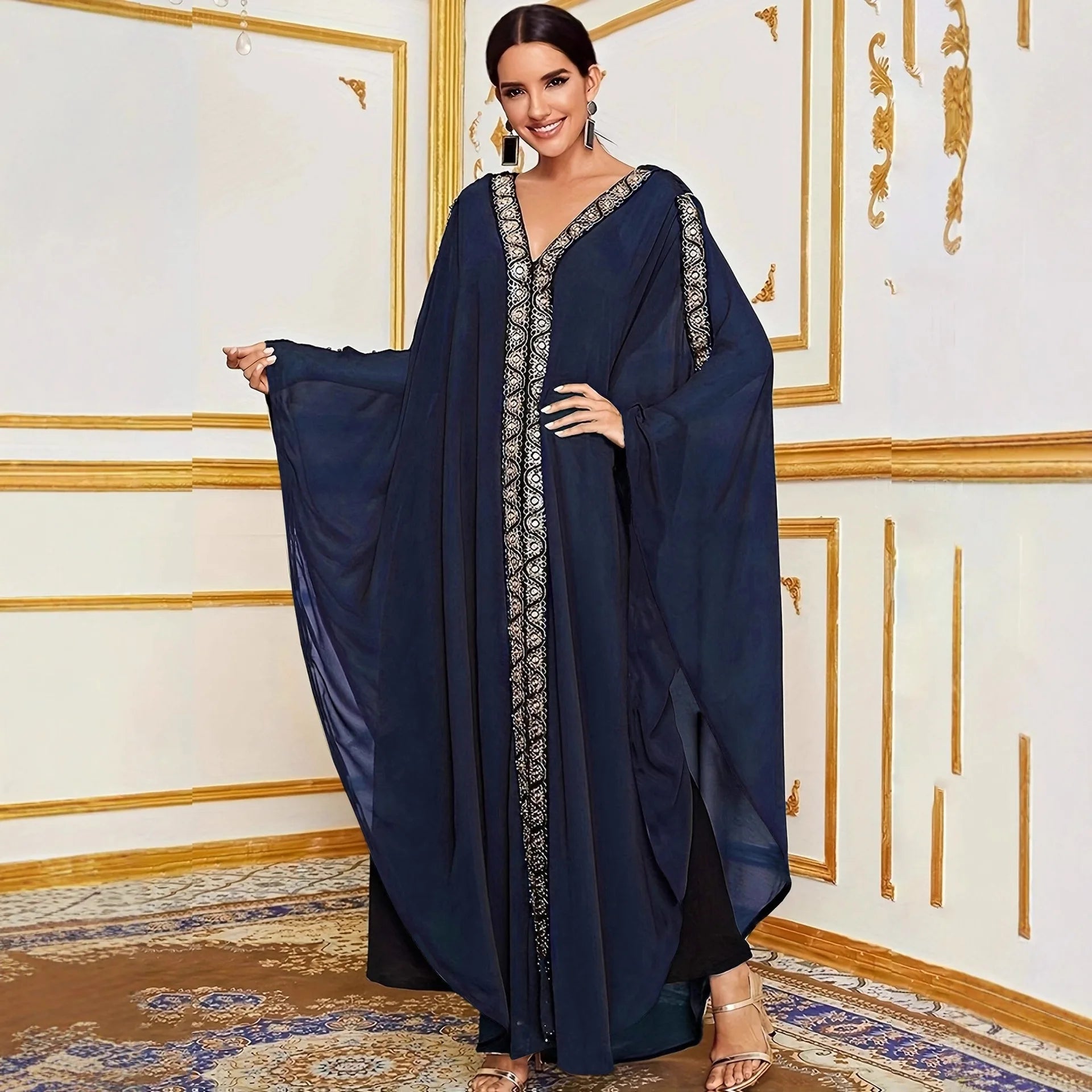 Elegant Embroidered Open Abaya
