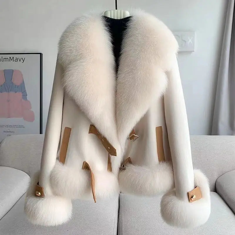 Veste Courte en Fausse Fourrure Femme Élégante