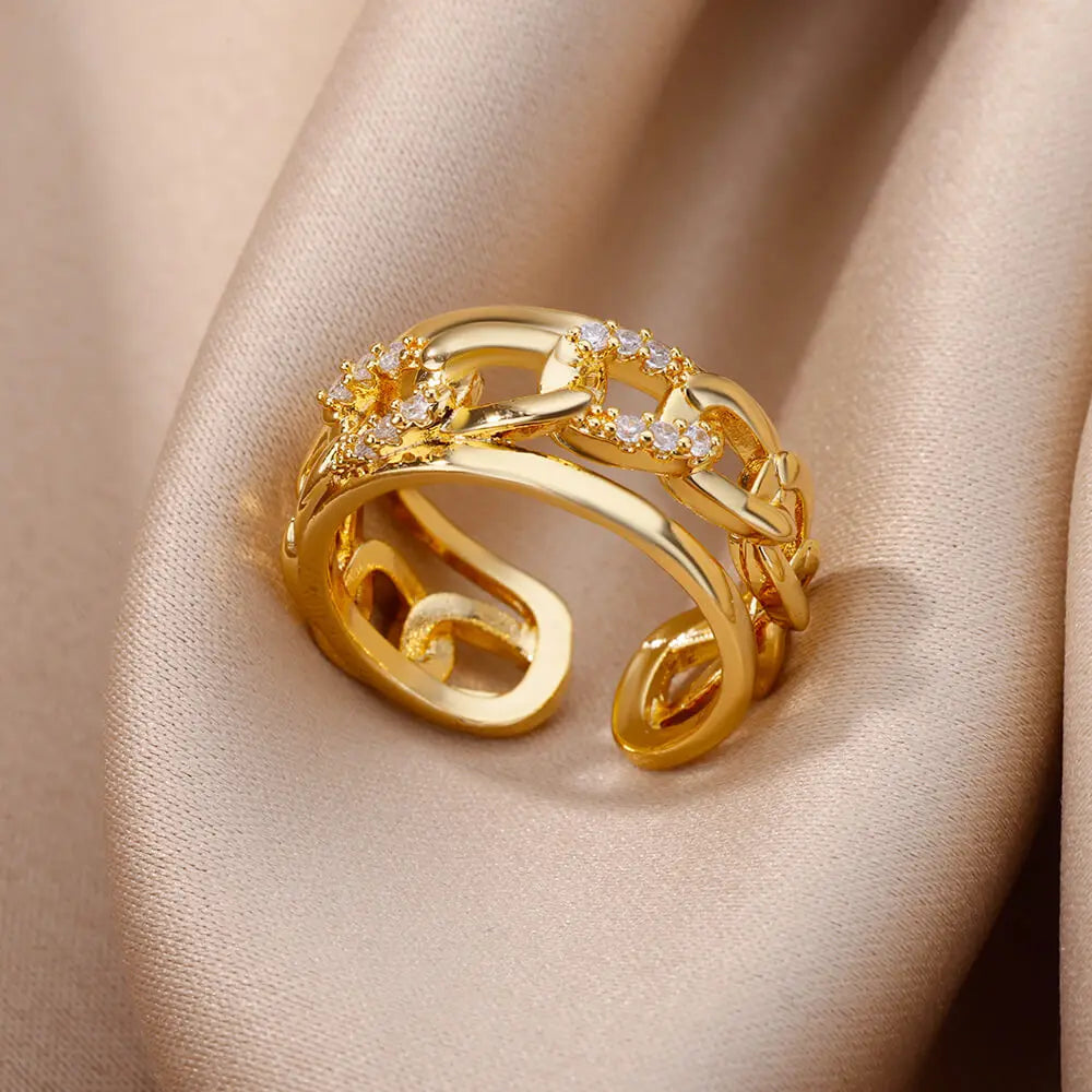 Gold Plated Zircon Crystal Ring