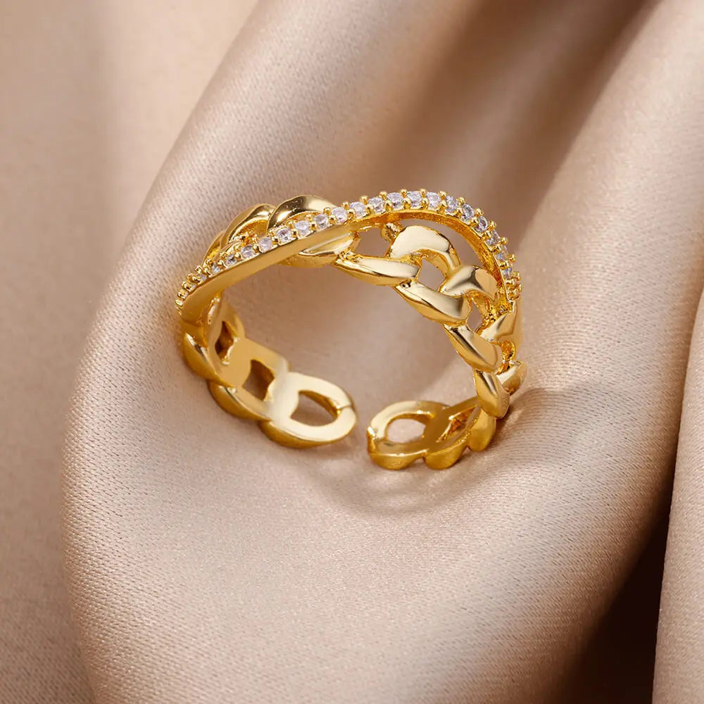 Gold Plated Zircon Crystal Ring
