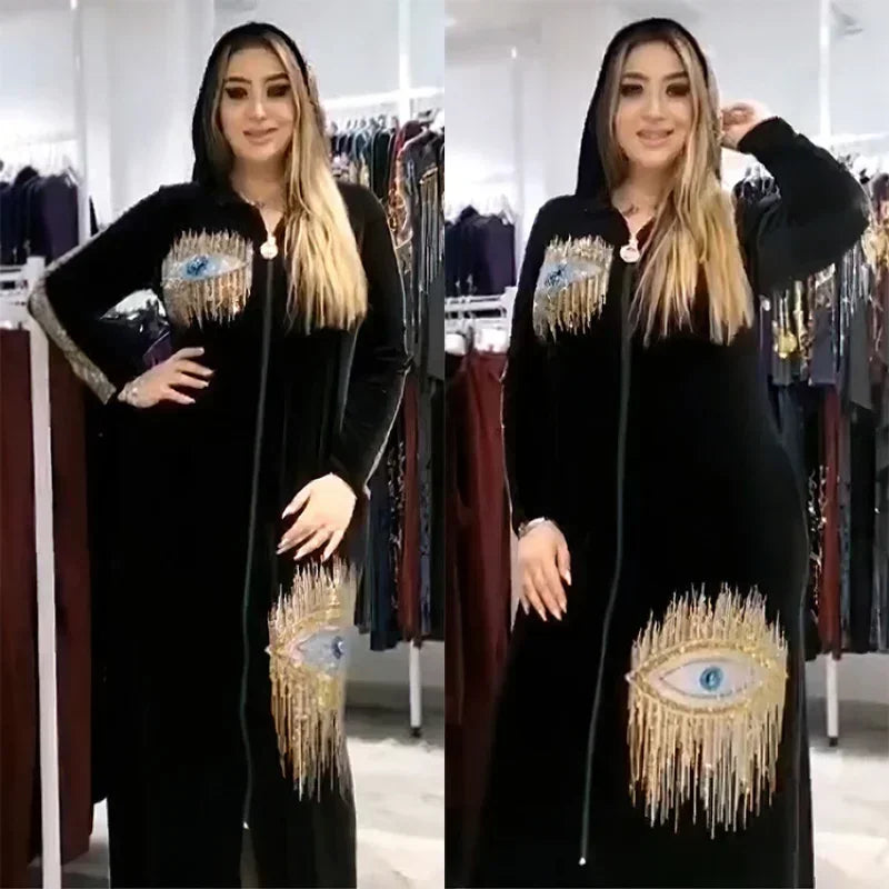 Robe Luxe Velours Pailletée – Élégance & Brillance