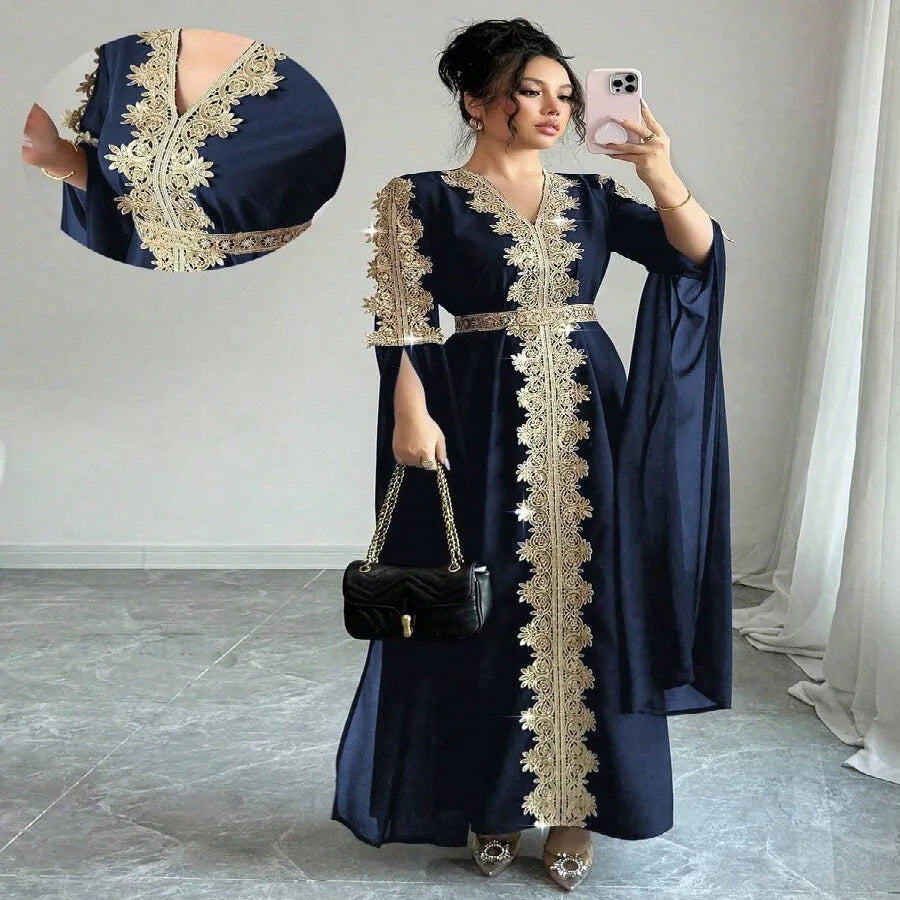 Elegant Eid V-Neck Abaya Dress
