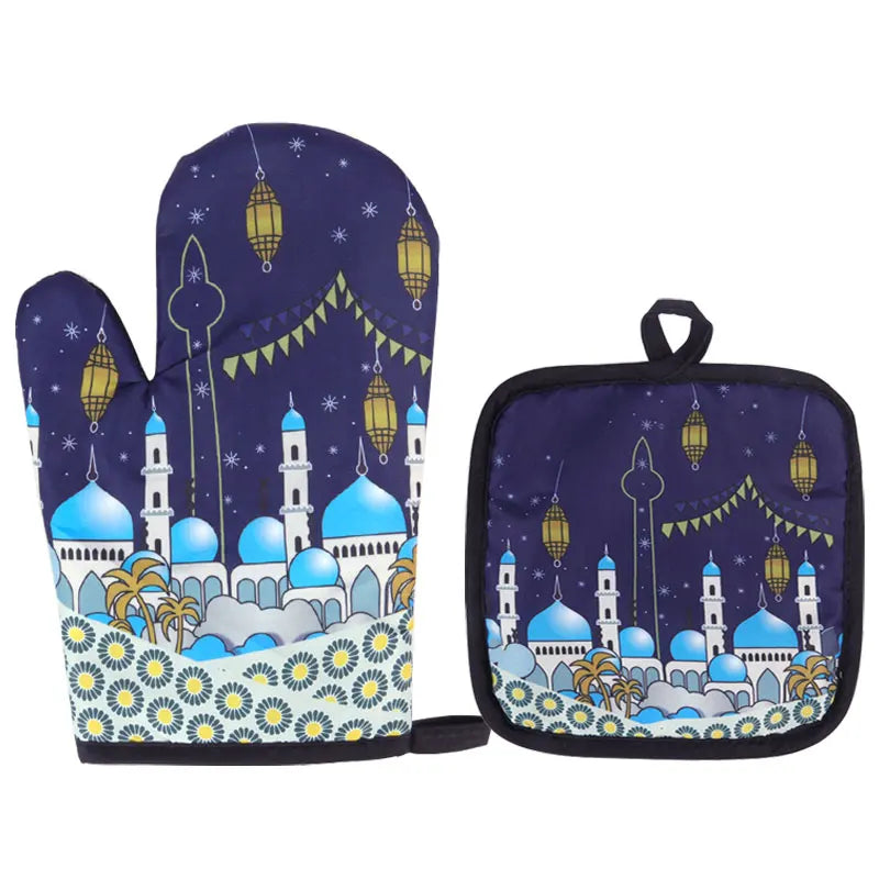 Ramadan Heat-Resistant Oven Gloves & Pot Holder Set
