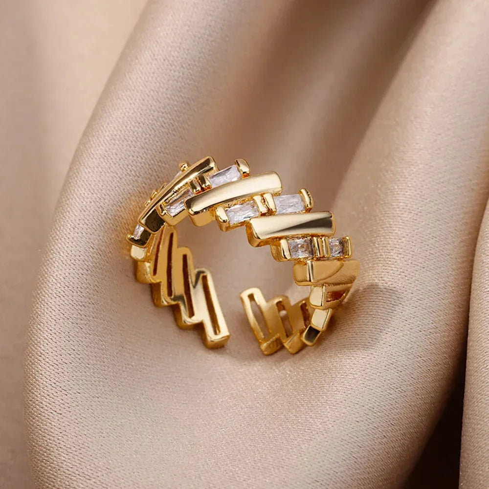 Gold Plated Zircon Crystal Ring