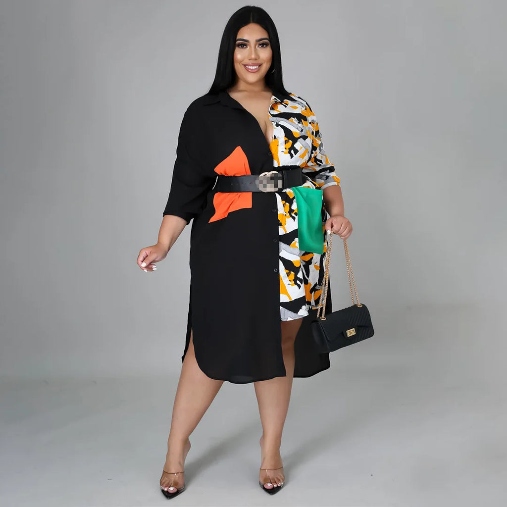 Plus Size Leopard Print Sleeveless Dress with Side Slit