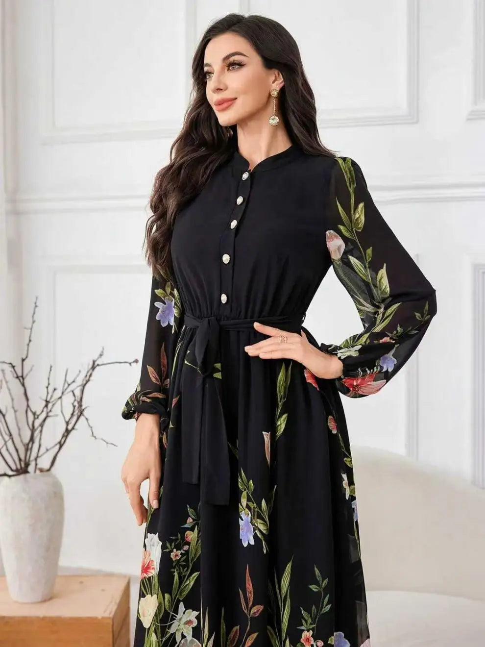 Chic Printed Long Sleeve Dress