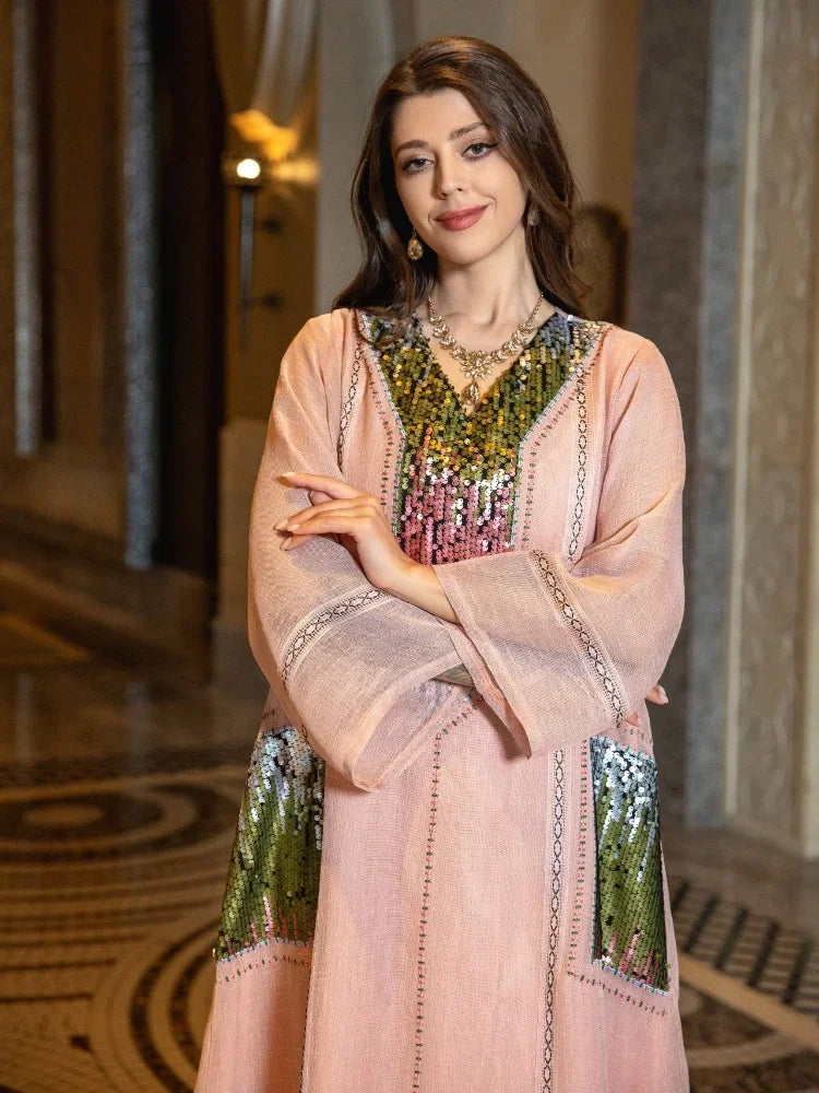 Elegant Sequin Eid Abaya Dress