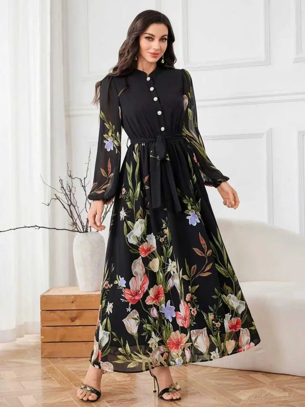 Chic Printed Long Sleeve Dress