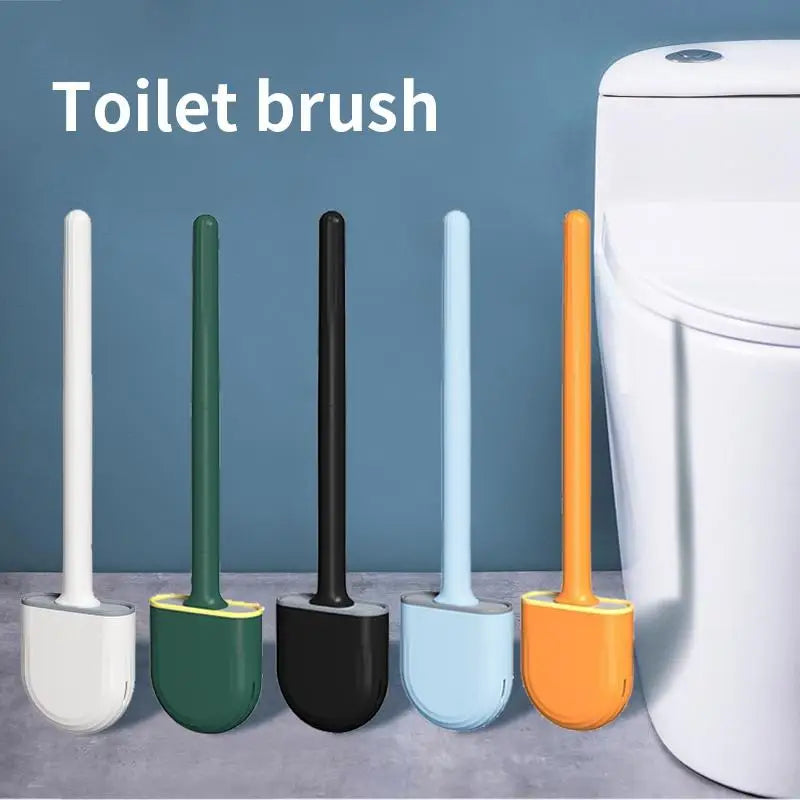 Wall-Mounted Silicone Toilet Brush with Holder