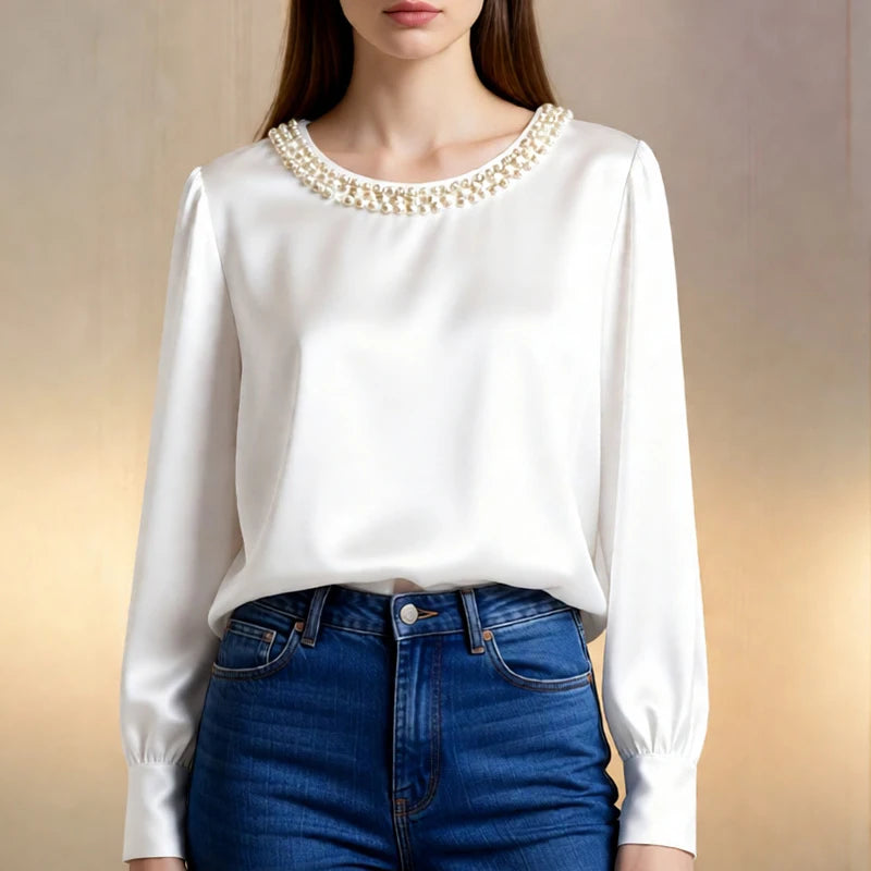 legant Satin Beaded Blouse