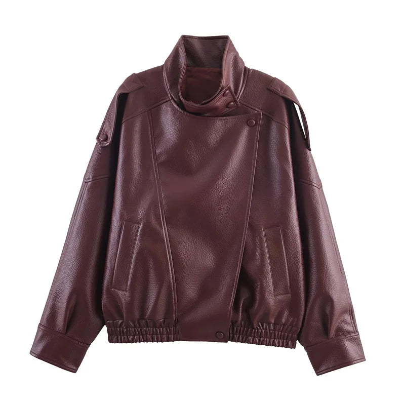 Women’s Black Faux Leather Moto Jacket