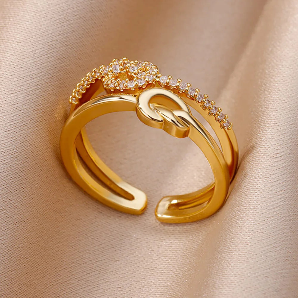 Gold Plated Zircon Crystal Ring