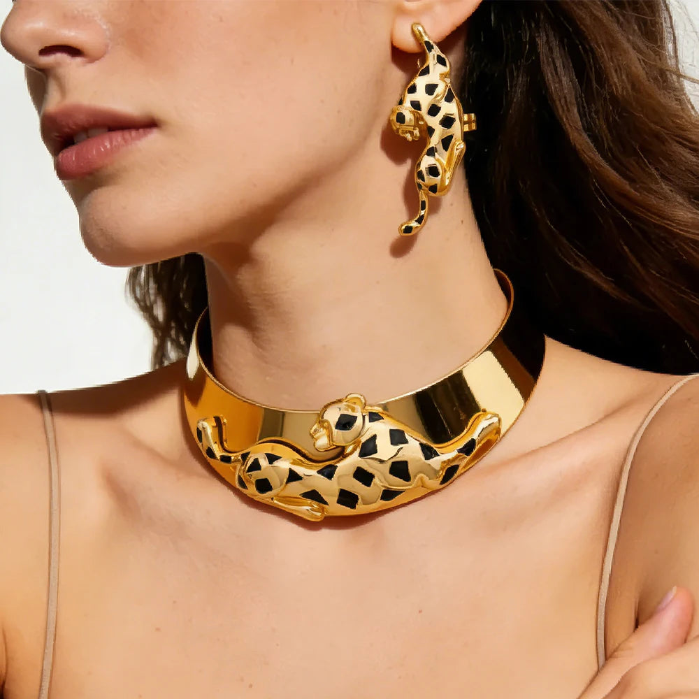 Parure Luxe Léopard Dorée