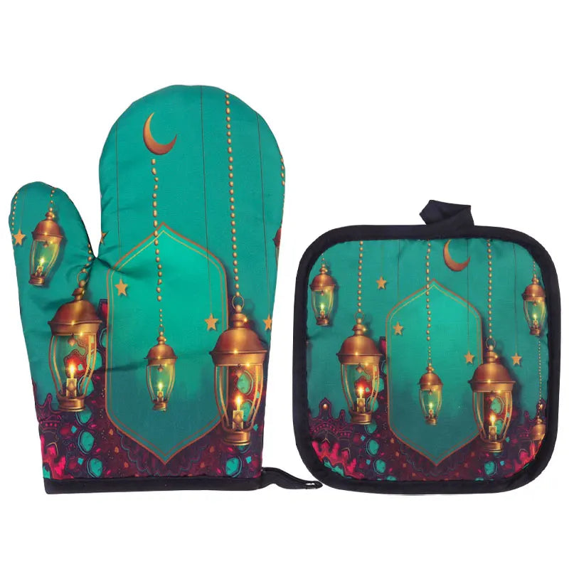 Ramadan Heat-Resistant Oven Gloves & Pot Holder Set