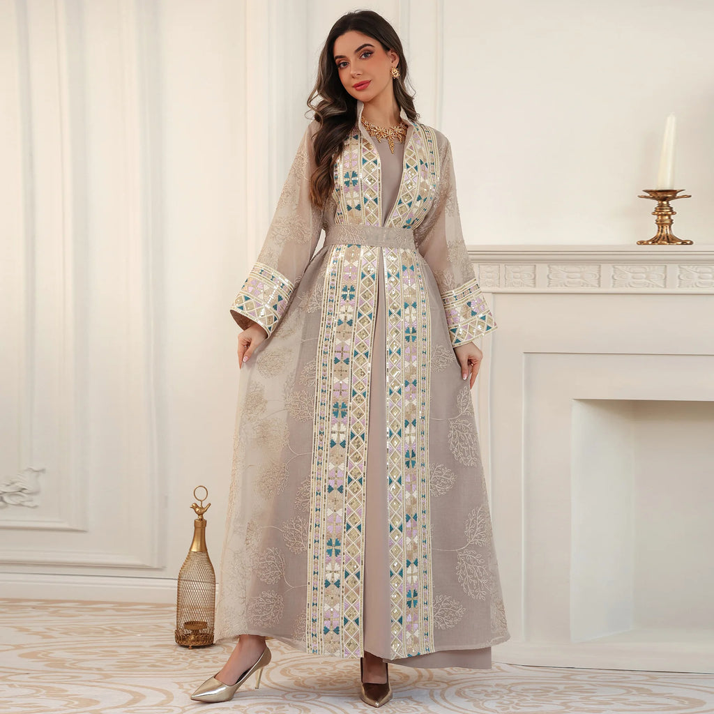 Ensemble Abaya Luxe 2 Pièces – Élégance Ramadan & Soirée