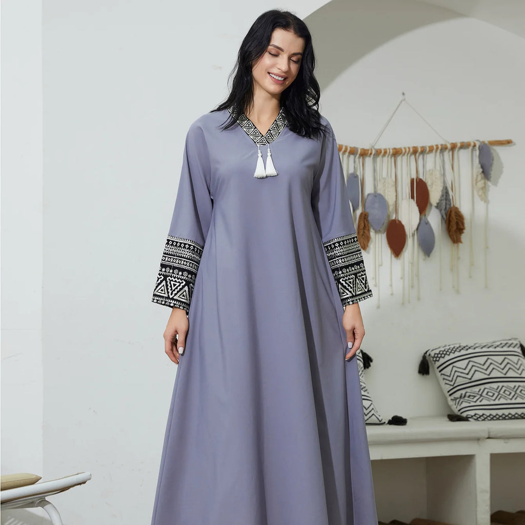Elegant Embroidered Abaya Gown