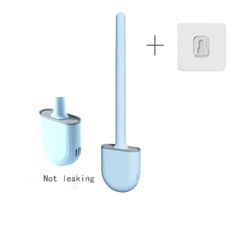 Wall-Mounted Silicone Toilet Brush with Holder