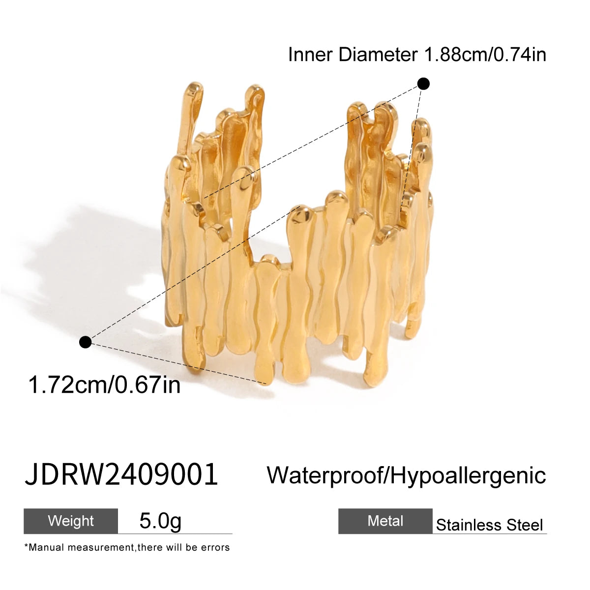 Gold Pearl Leaf Adjustable Ring