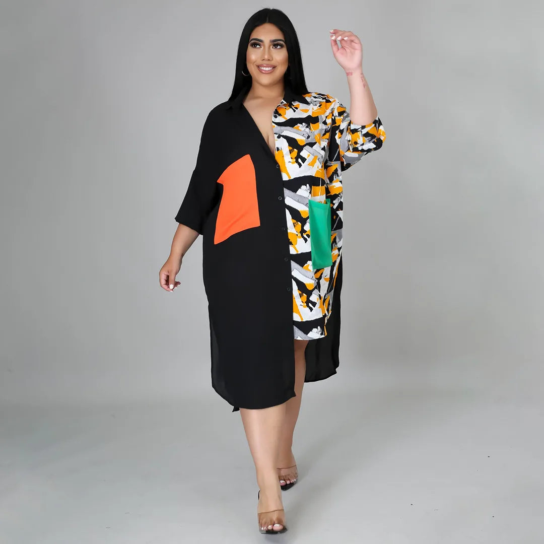 Plus Size Leopard Print Sleeveless Dress with Side Slit