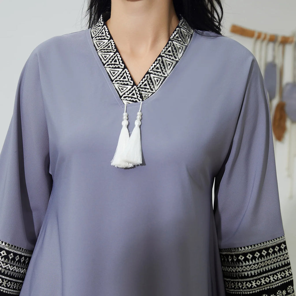 Elegant Embroidered Abaya Gown