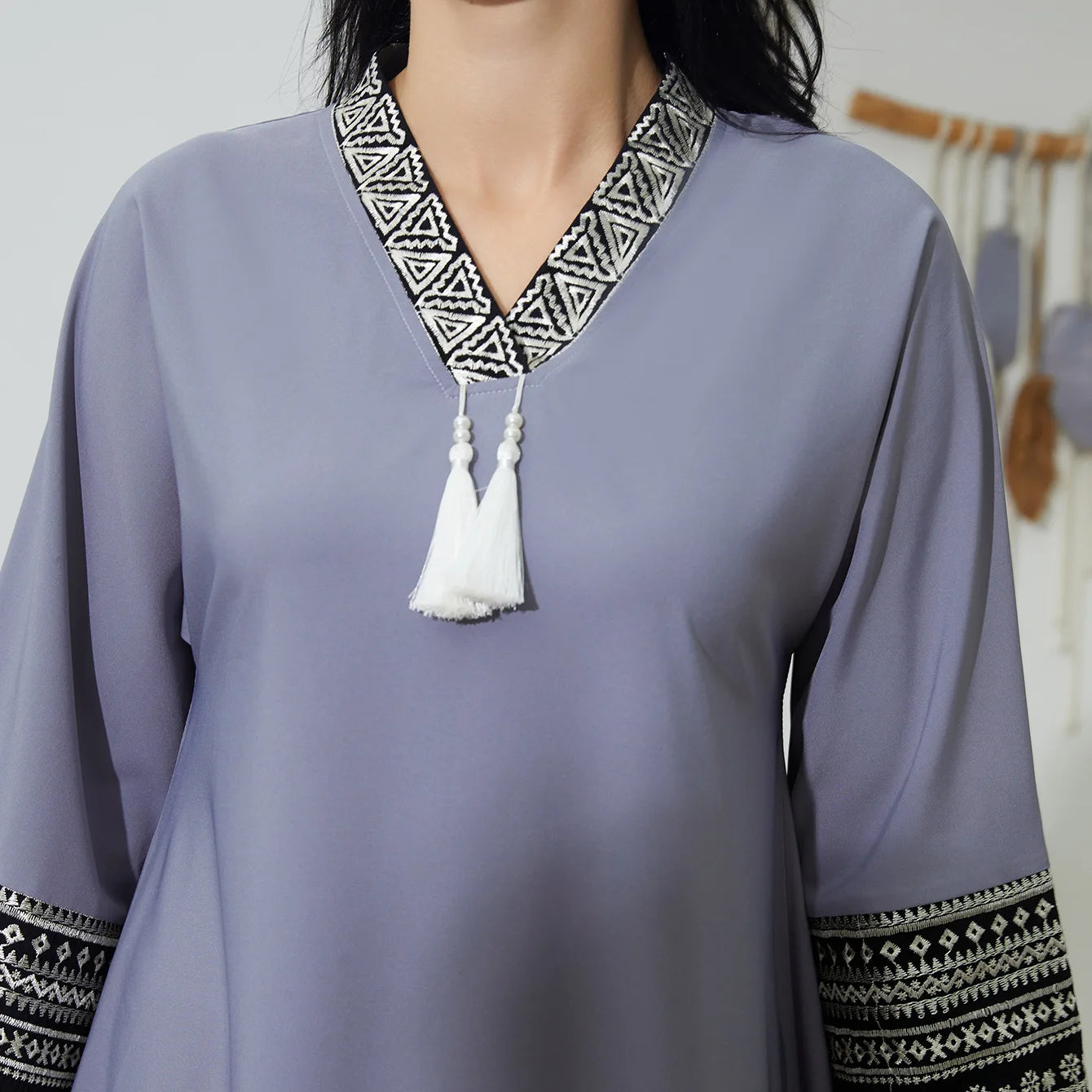 Elegant Embroidered Abaya Gown