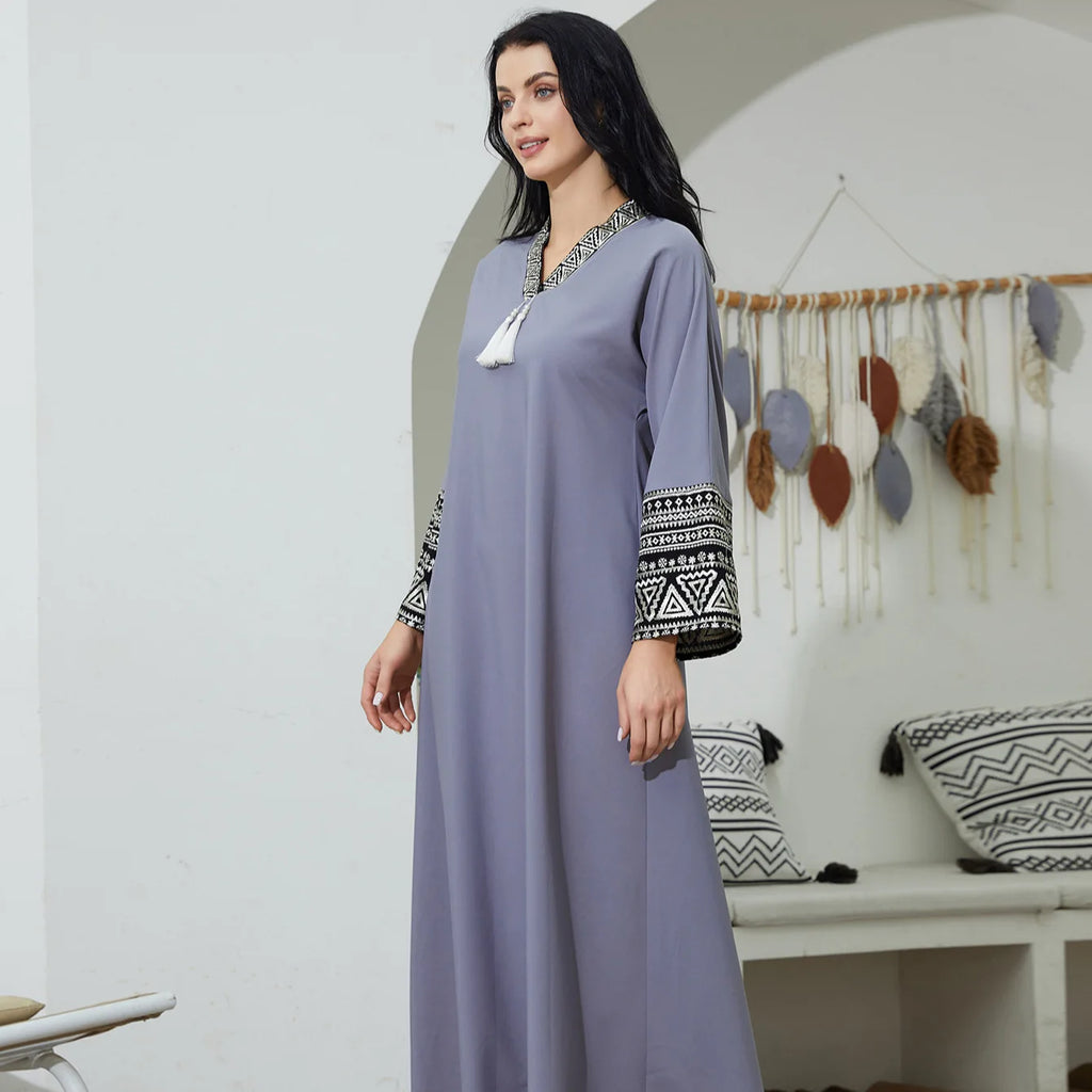 Elegant Embroidered Abaya Gown