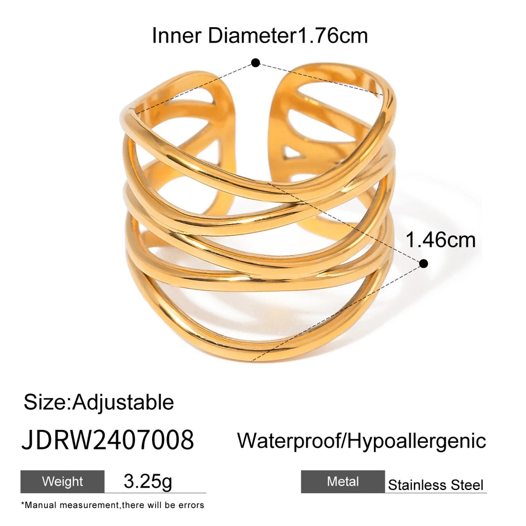 Gold Pearl Leaf Adjustable Ring