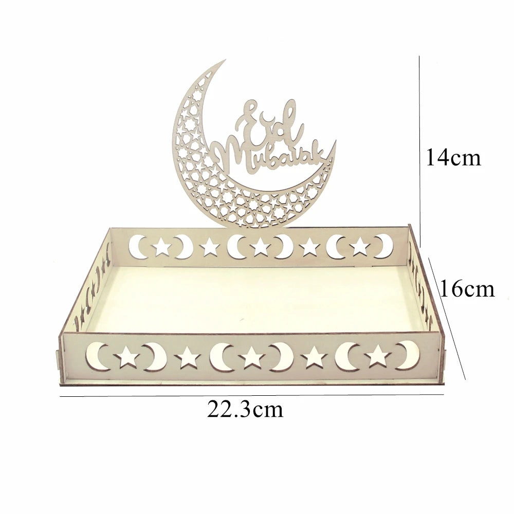 Islamic Wooden Tray for Eid & Ramadan – Moon Star Design