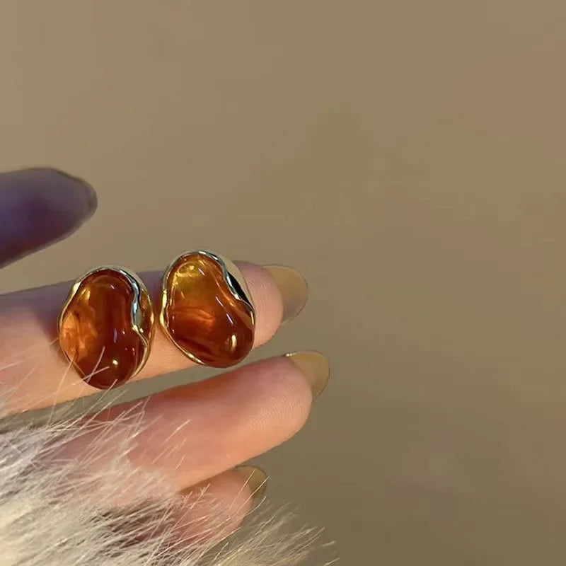 Elegant Amber Crystal Stud Earrings