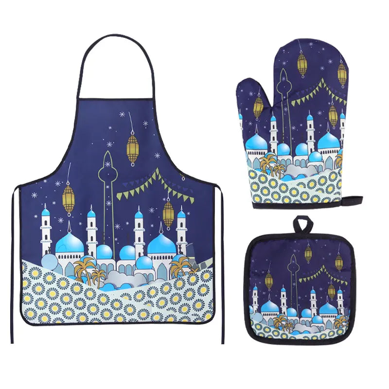 Ramadan Heat-Resistant Oven Gloves & Pot Holder Set